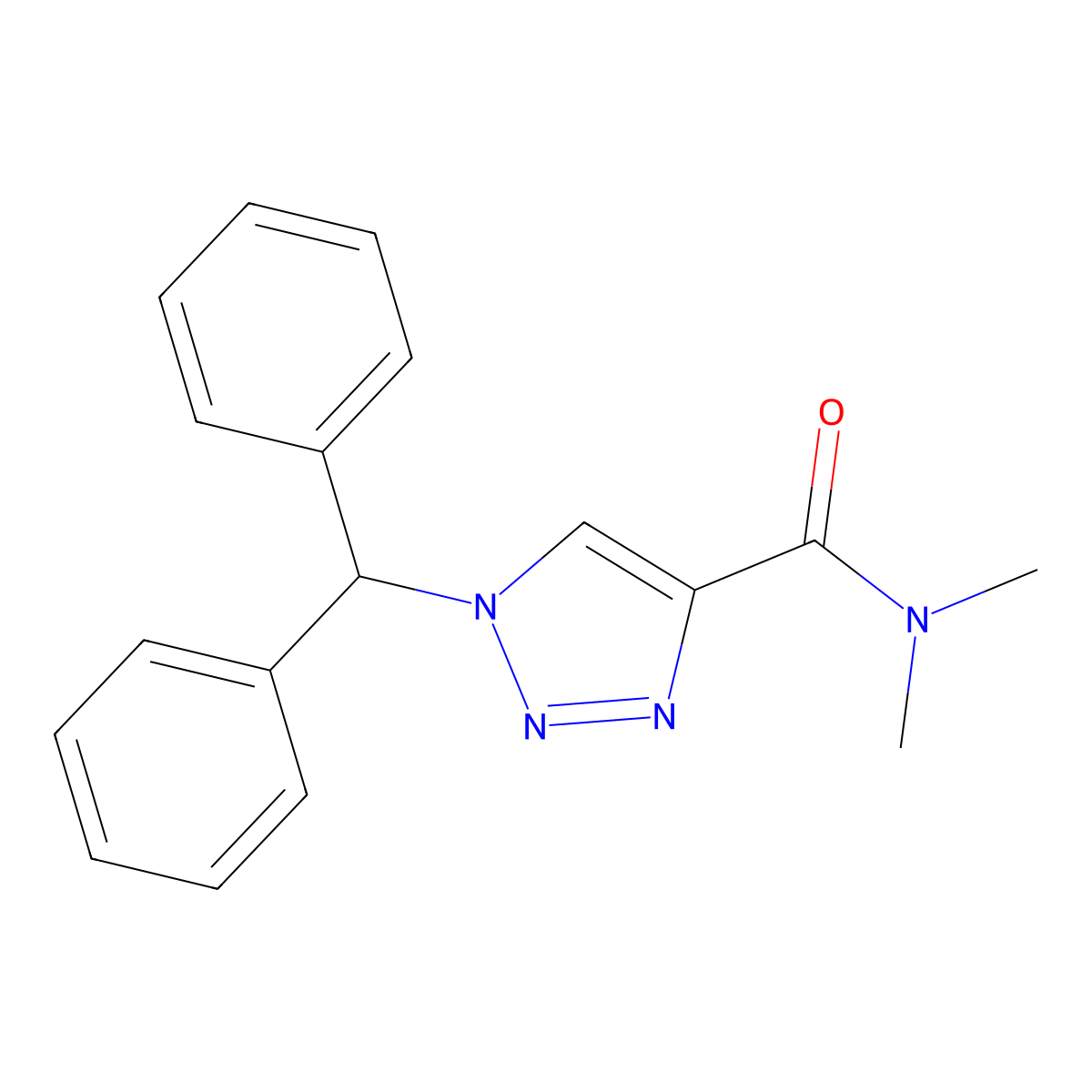 1-benzhydryl-N,N-dimethyltriazole-4-carboxamide molecular structure, CAS 2741889-29-0