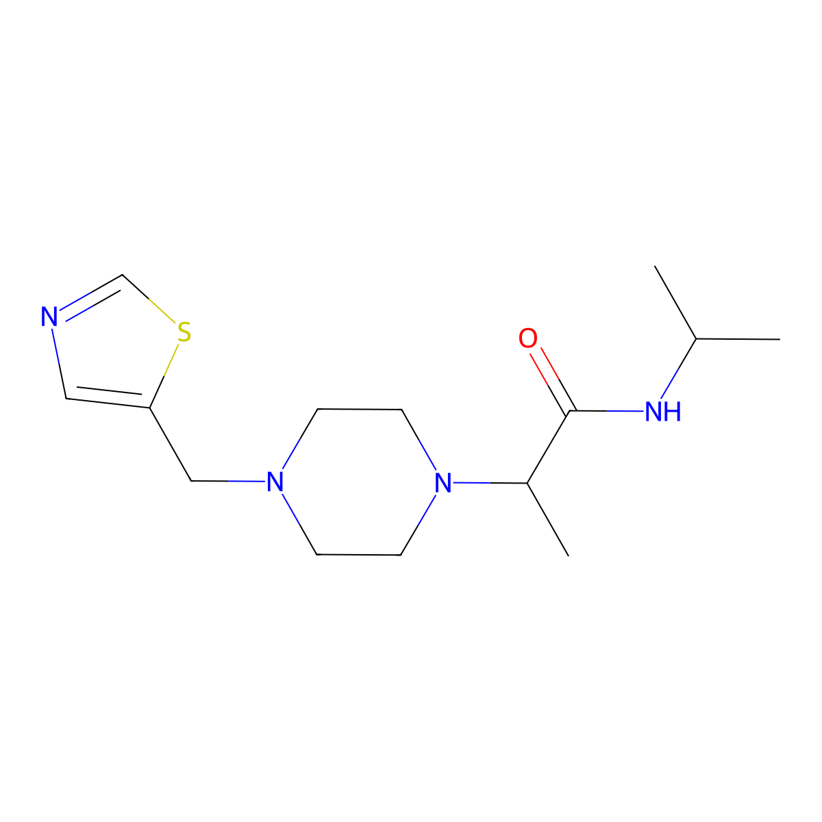 N-(propan-2-yl)-2-{4-[(1,3-thiazol-5-yl)methyl]piperazin-1-yl}propanamide molecular structure, CAS 2741889-30-3