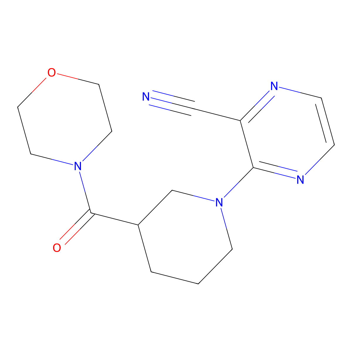 3-[3-(Morpholine-4-carbonyl)piperidin-1-yl]pyrazine-2-carbonitrile molecular structure, CAS 2741889-31-4