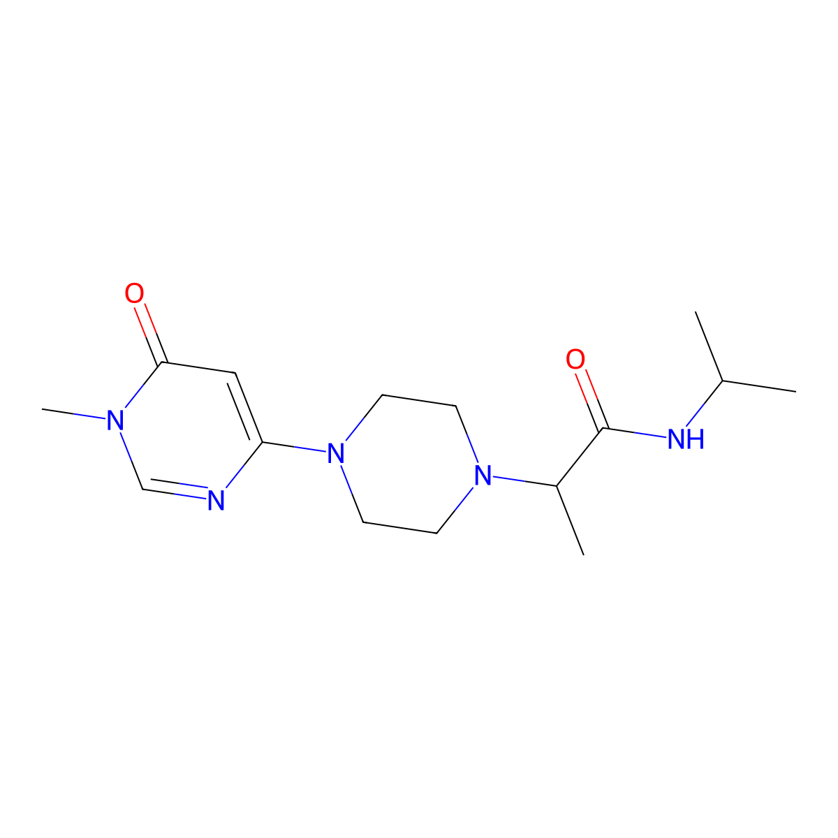 2-[4-(1-methyl-6-oxo-1,6-dihydropyrimidin-4-yl)piperazin-1-yl]-N-(propan-2-yl)propanamide molecular structure, CAS 2741889-34-7