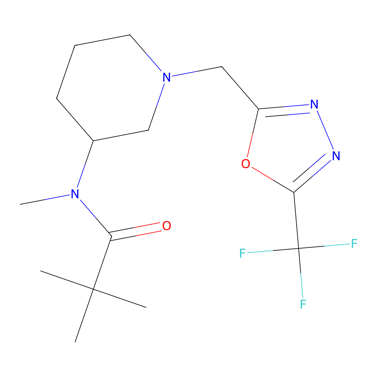 N,2,2-trimethyl-N-(1-{[5-(trifluoromethyl)-1,3,4-oxadiazol-2-yl]methyl}piperidin-3-yl)propanamide molecular structure, CAS 2741889-38-1