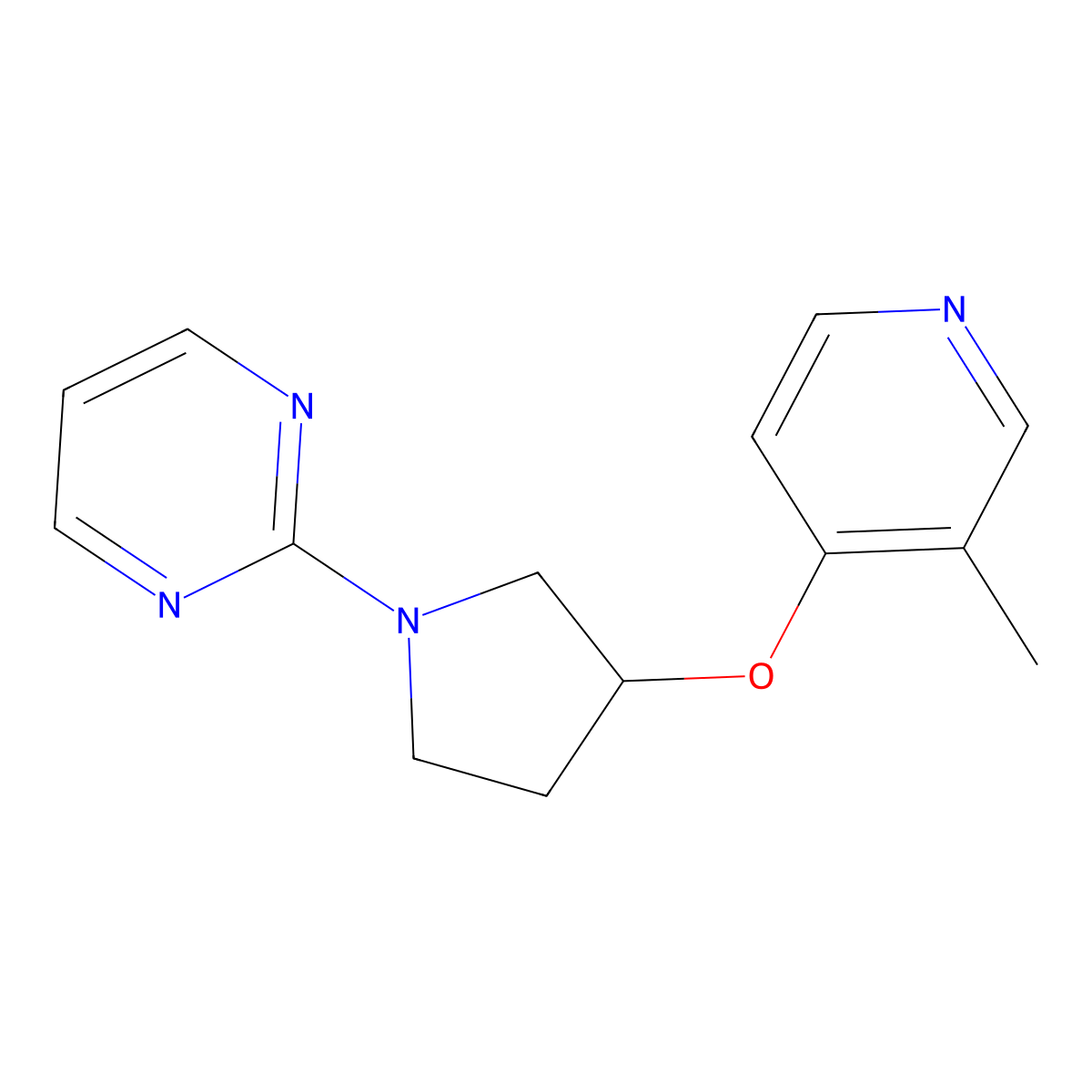 2-{3-[(3-Methylpyridin-4-yl)oxy]pyrrolidin-1-yl}pyrimidine molecular structure, CAS 2741889-39-2