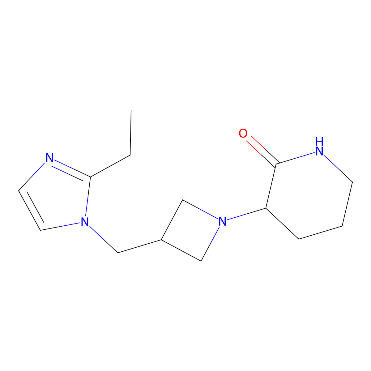 3-{3-[(2-ethyl-1H-imidazol-1-yl)methyl]azetidin-1-yl}piperidin-2-one molecular structure, CAS 2741889-45-0
