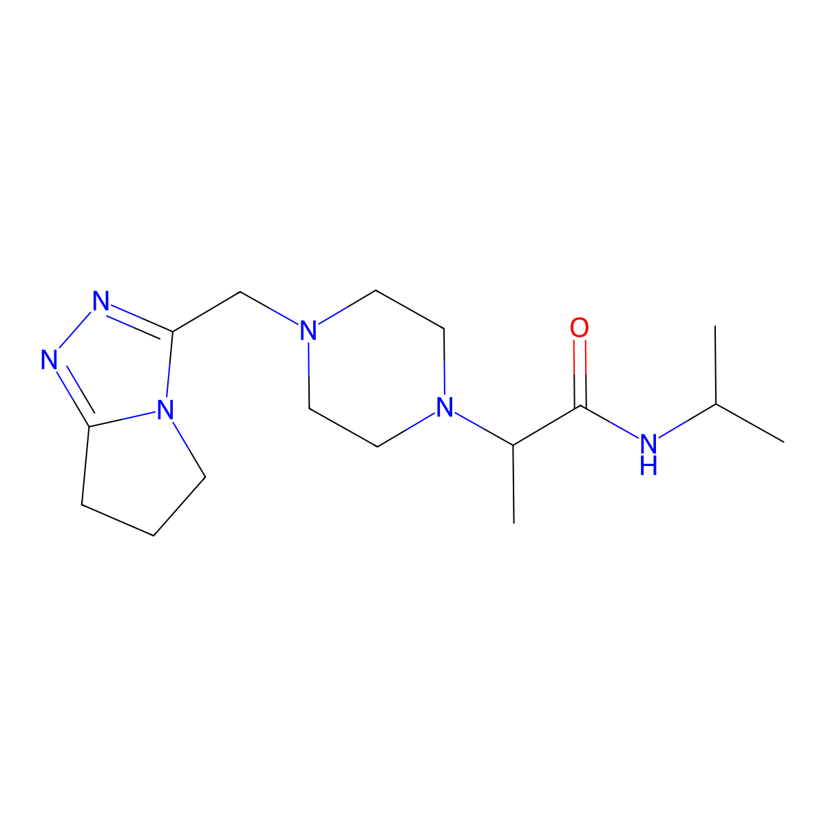 N-(propan-2-yl)-2-[4-({5H,6H,7H-pyrrolo[2,1-c][1,2,4]triazol-3-yl}methyl)piperazin-1-yl]propanamide molecular structure, CAS 2741889-49-4