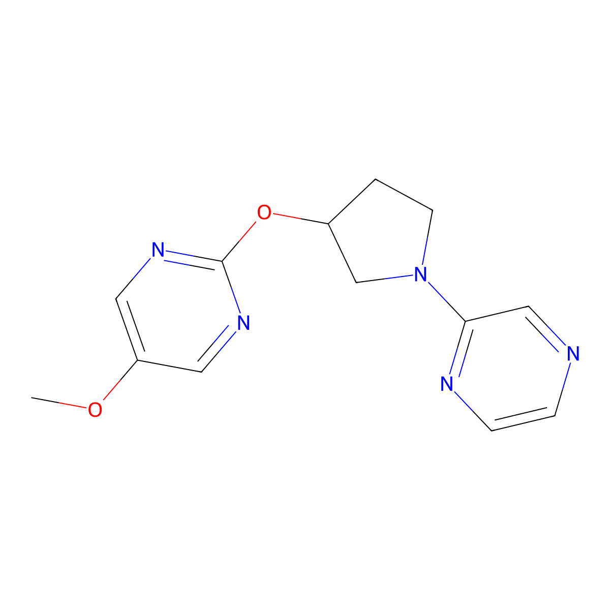 5-Methoxy-2-{[1-(pyrazin-2-yl)pyrrolidin-3-yl]oxy}pyrimidine molecular structure, CAS 2741889-53-0