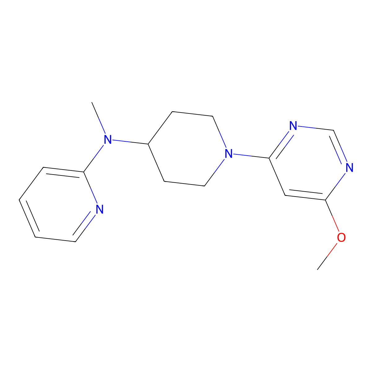 N-[1-(6-methoxypyrimidin-4-yl)piperidin-4-yl]-N-methylpyridin-2-amine molecular structure, CAS 2741889-56-3