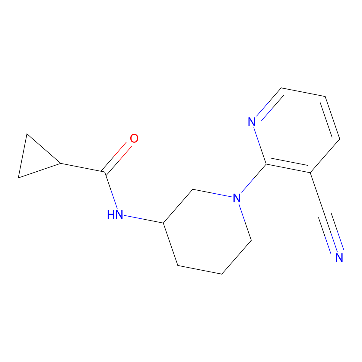 N-[1-(3-cyanopyridin-2-yl)piperidin-3-yl]cyclopropanecarboxamide molecular structure, CAS 2741889-58-5
