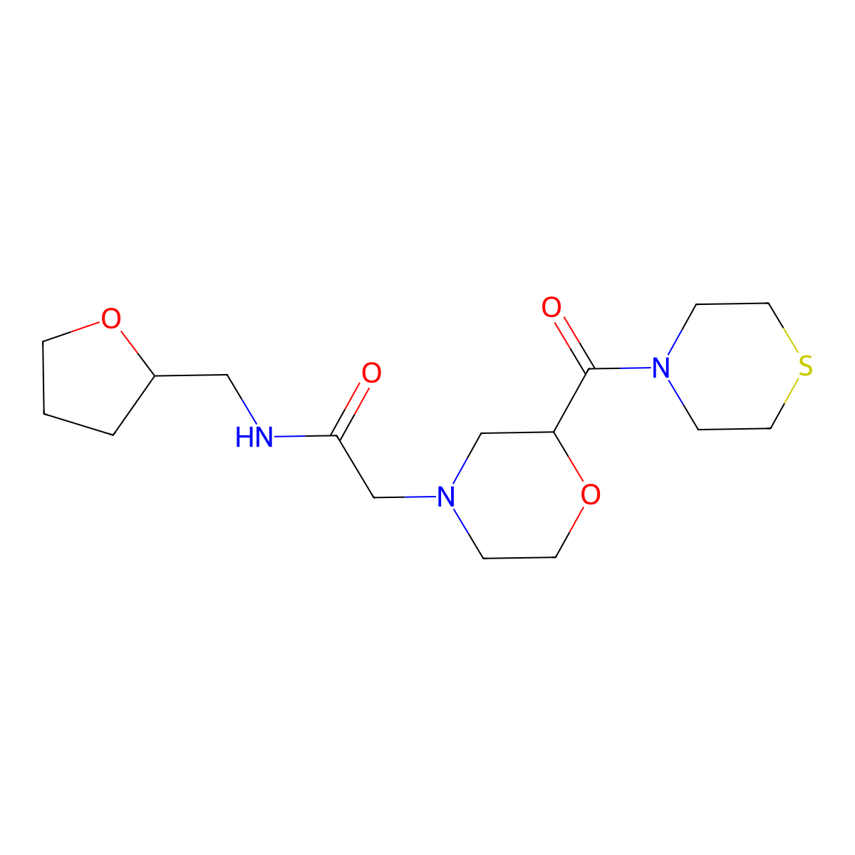 N-[(oxolan-2-yl)methyl]-2-[2-(thiomorpholine-4-carbonyl)morpholin-4-yl]acetamide molecular structure, CAS 2741889-59-6