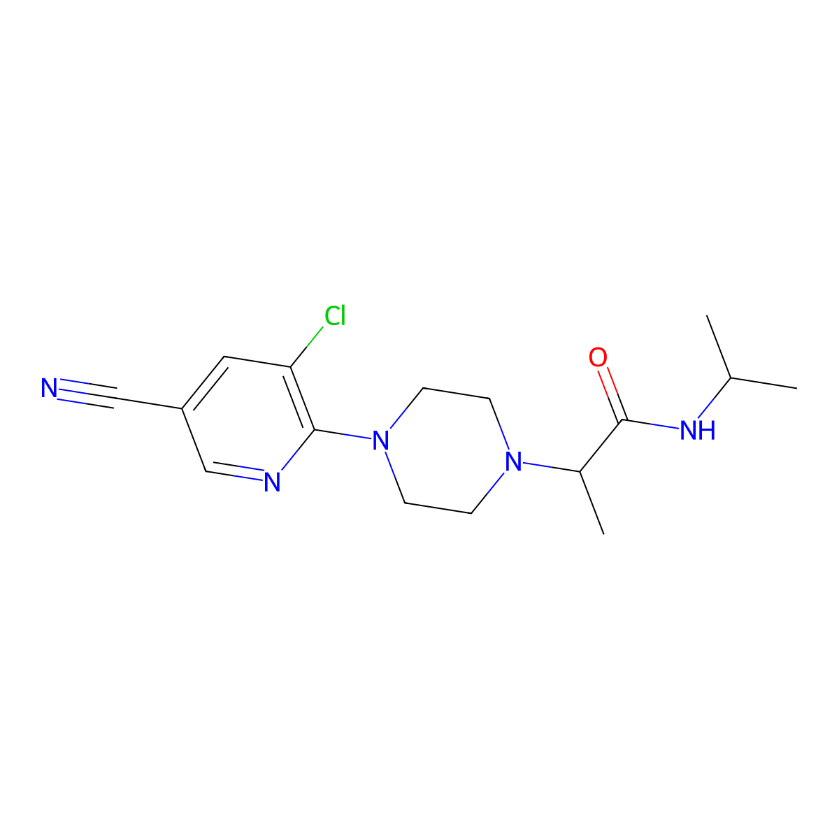 2-[4-(3-chloro-5-cyanopyridin-2-yl)piperazin-1-yl]-N-(propan-2-yl)propanamide molecular structure, CAS 2741889-60-9