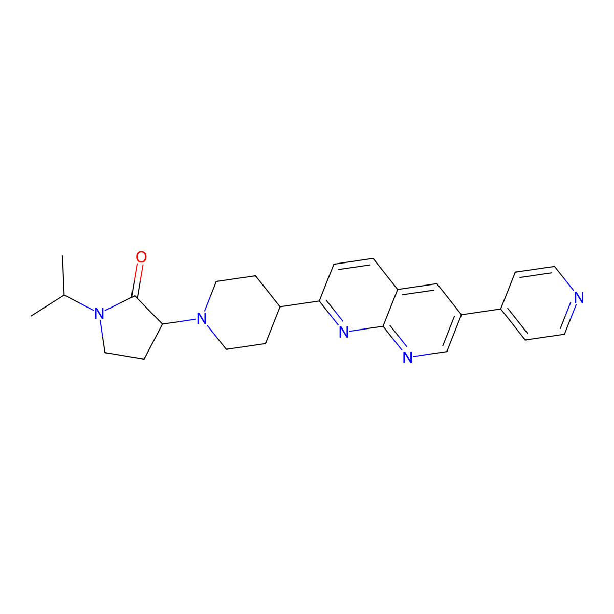 1-(Propan-2-yl)-3-{4-[6-(pyridin-4-yl)-1,8-naphthyridin-2-yl]piperidin-1-yl}pyrrolidin-2-one molecular structure, CAS 2741889-61-0