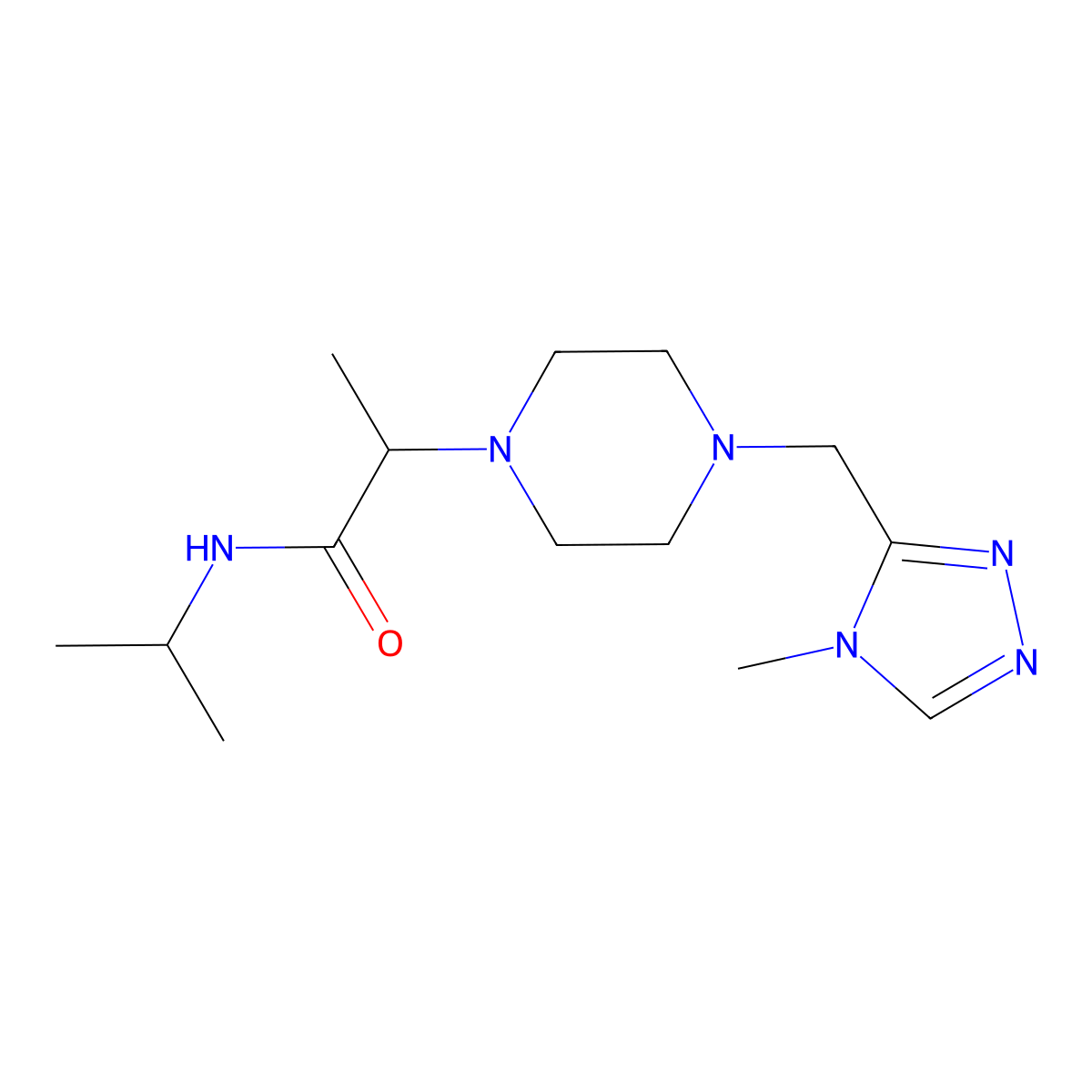 2-{4-[(4-methyl-4H-1,2,4-triazol-3-yl)methyl]piperazin-1-yl}-N-(propan-2-yl)propanamide molecular structure, CAS 2741889-62-1