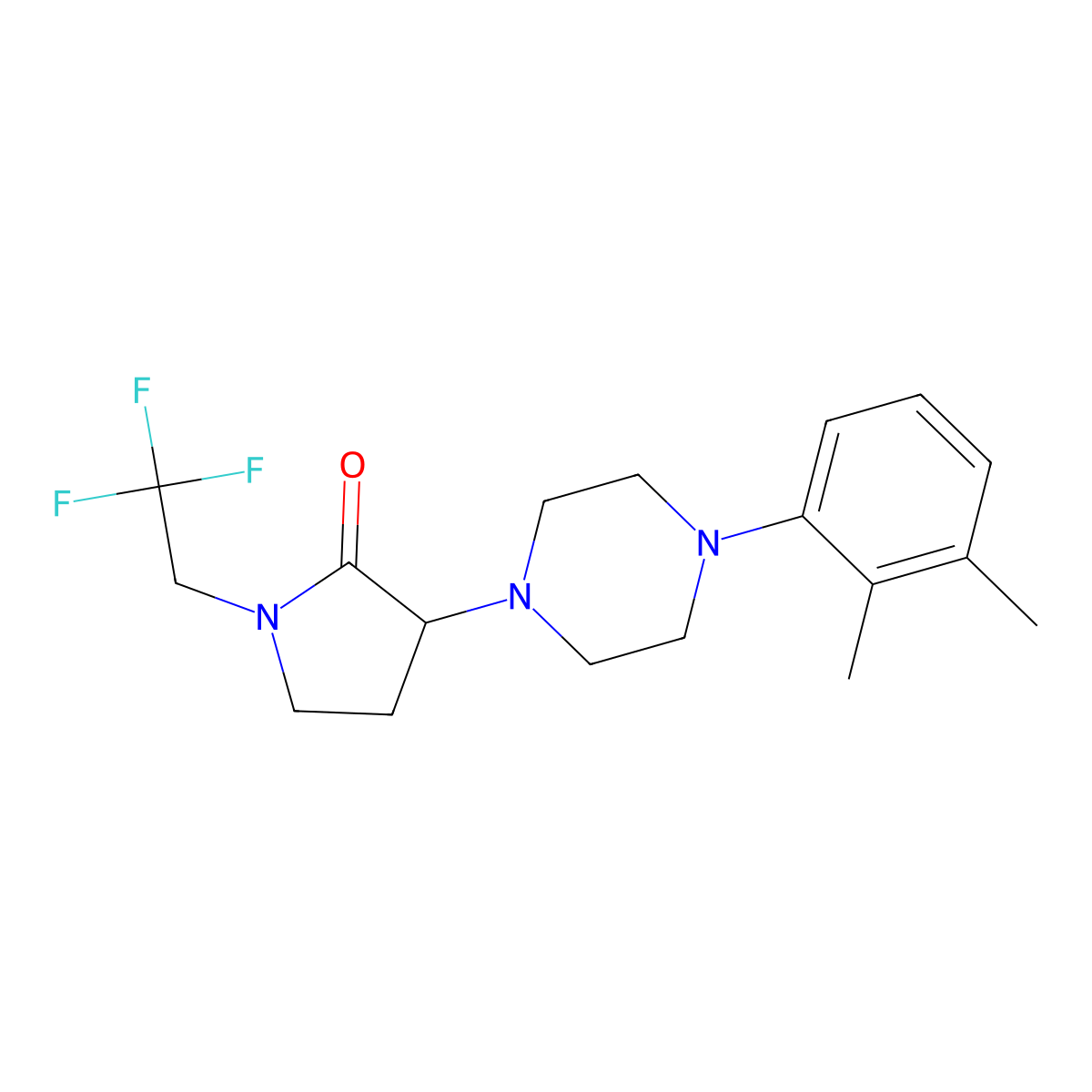 3-[4-(2,3-Dimethylphenyl)piperazin-1-yl]-1-(2,2,2-trifluoroethyl)pyrrolidin-2-one molecular structure, CAS 2741889-65-4