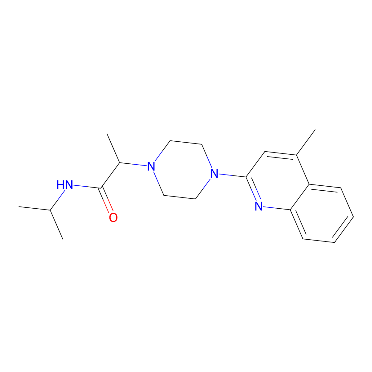 2-[4-(4-methylquinolin-2-yl)piperazin-1-yl]-N-(propan-2-yl)propanamide molecular structure, CAS 2741889-68-7