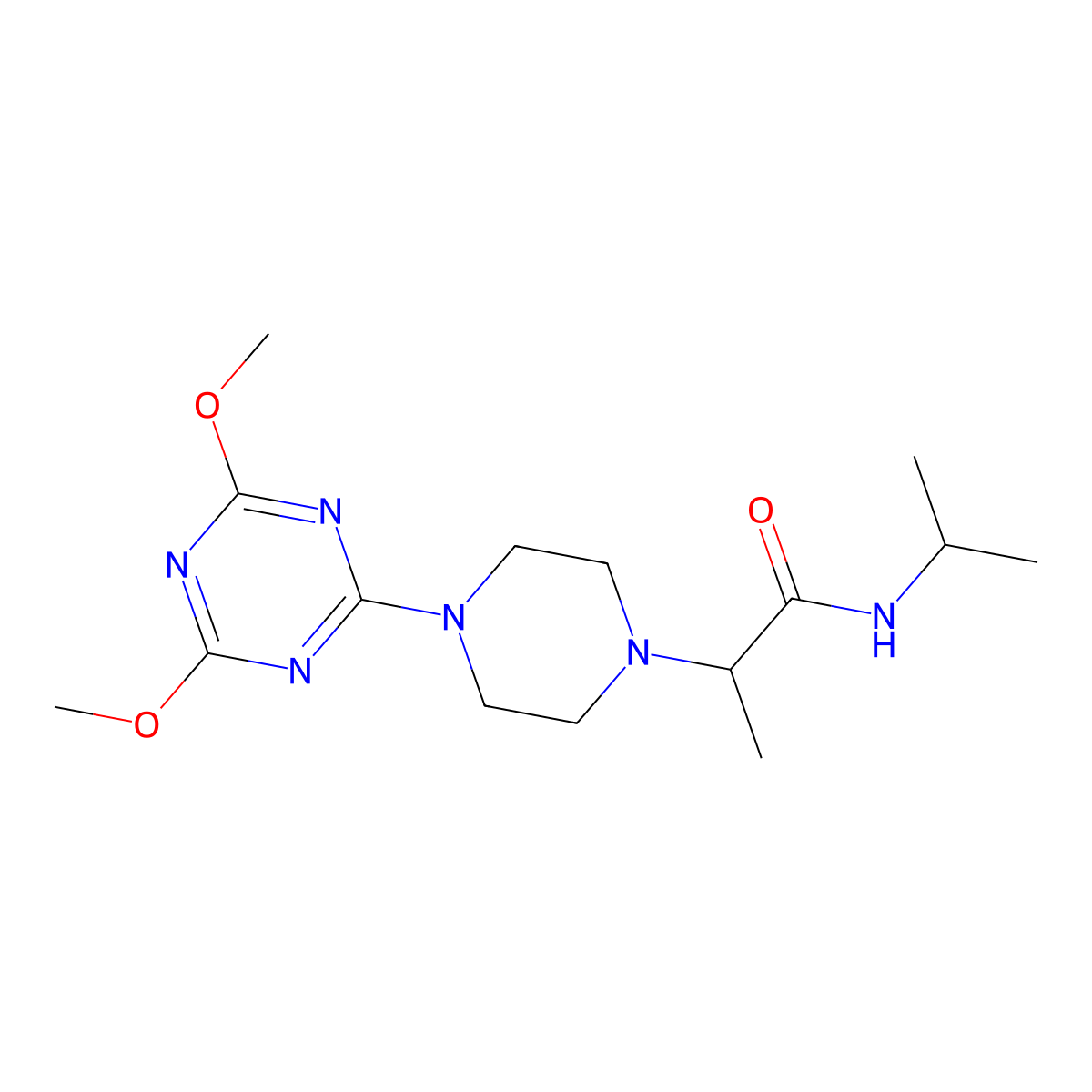 2-[4-(4,6-dimethoxy-1,3,5-triazin-2-yl)piperazin-1-yl]-N-(propan-2-yl)propanamide molecular structure, CAS 2741889-74-5