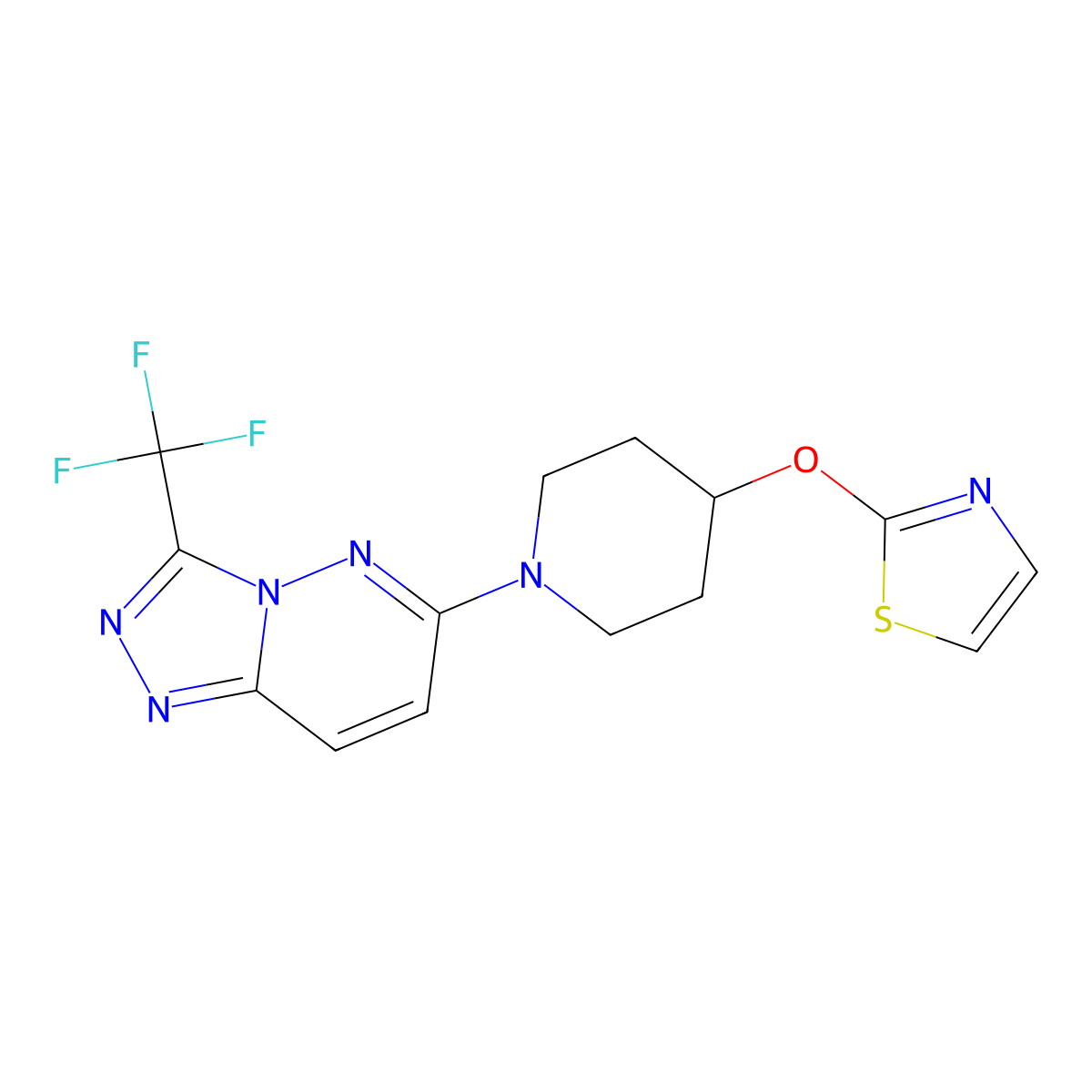 4-(1,3-Thiazol-2-yloxy)-1-[3-(trifluoromethyl)-[1,2,4]triazolo[4,3-b]pyridazin-6-yl]piperidine molecular structure, CAS 2741889-79-0