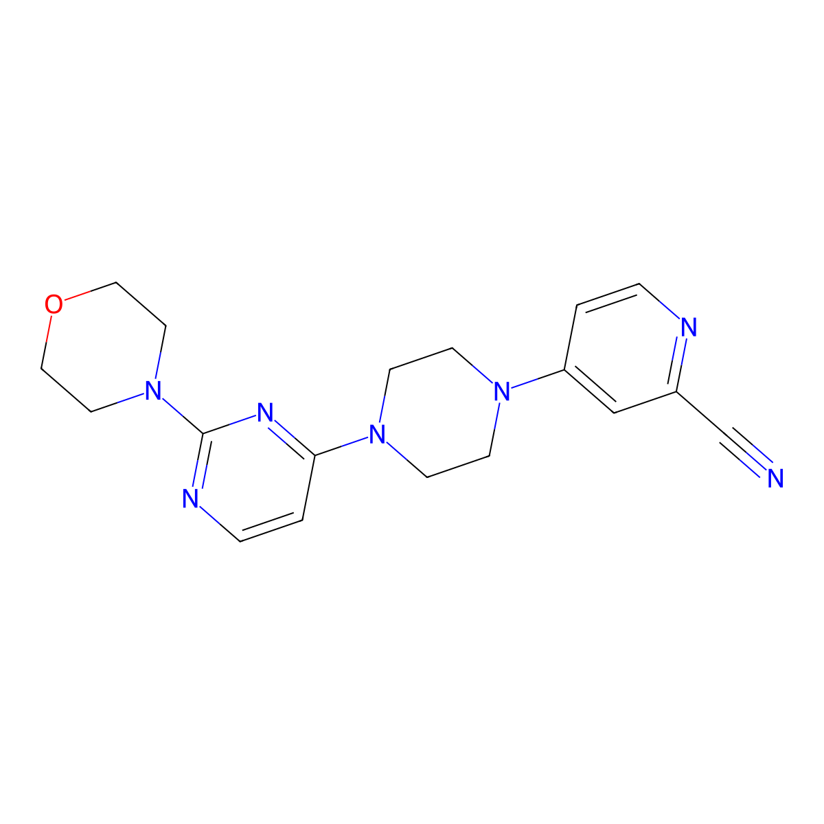 4-{4-[2-(Morpholin-4-yl)pyrimidin-4-yl]piperazin-1-yl}pyridine-2-carbonitrile molecular structure, CAS 2741889-86-9