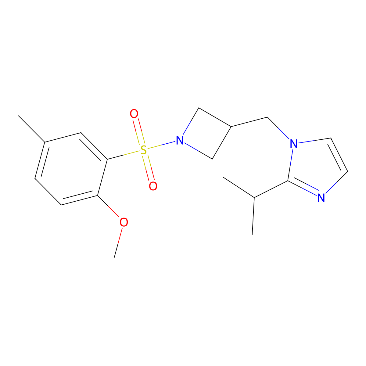 1-{[1-(2-methoxy-5-methylbenzenesulfonyl)azetidin-3-yl]methyl}-2-(propan-2-yl)-1H-imidazole molecular structure, CAS 2741889-87-0