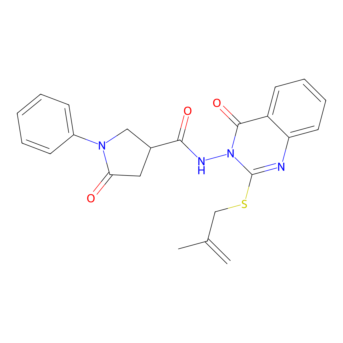 N-{2-[(2-methylprop-2-en-1-yl)sulfanyl]-4-oxo-3,4-dihydroquinazolin-3-yl}-5-oxo-1-phenylpyrrolidine-3-carboxamide molecular structure, CAS 2741889-89-2