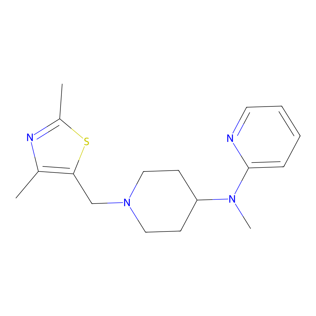 N-{1-[(2,4-dimethyl-1,3-thiazol-5-yl)methyl]piperidin-4-yl}-N-methylpyridin-2-amine molecular structure, CAS 2741889-92-7