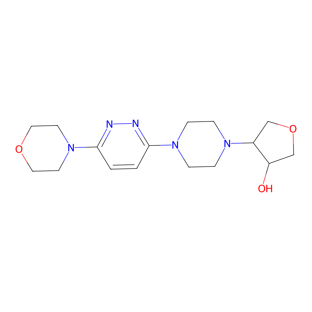 4-{4-[6-(Morpholin-4-yl)pyridazin-3-yl]piperazin-1-yl}oxolan-3-ol molecular structure, CAS 2741889-99-4