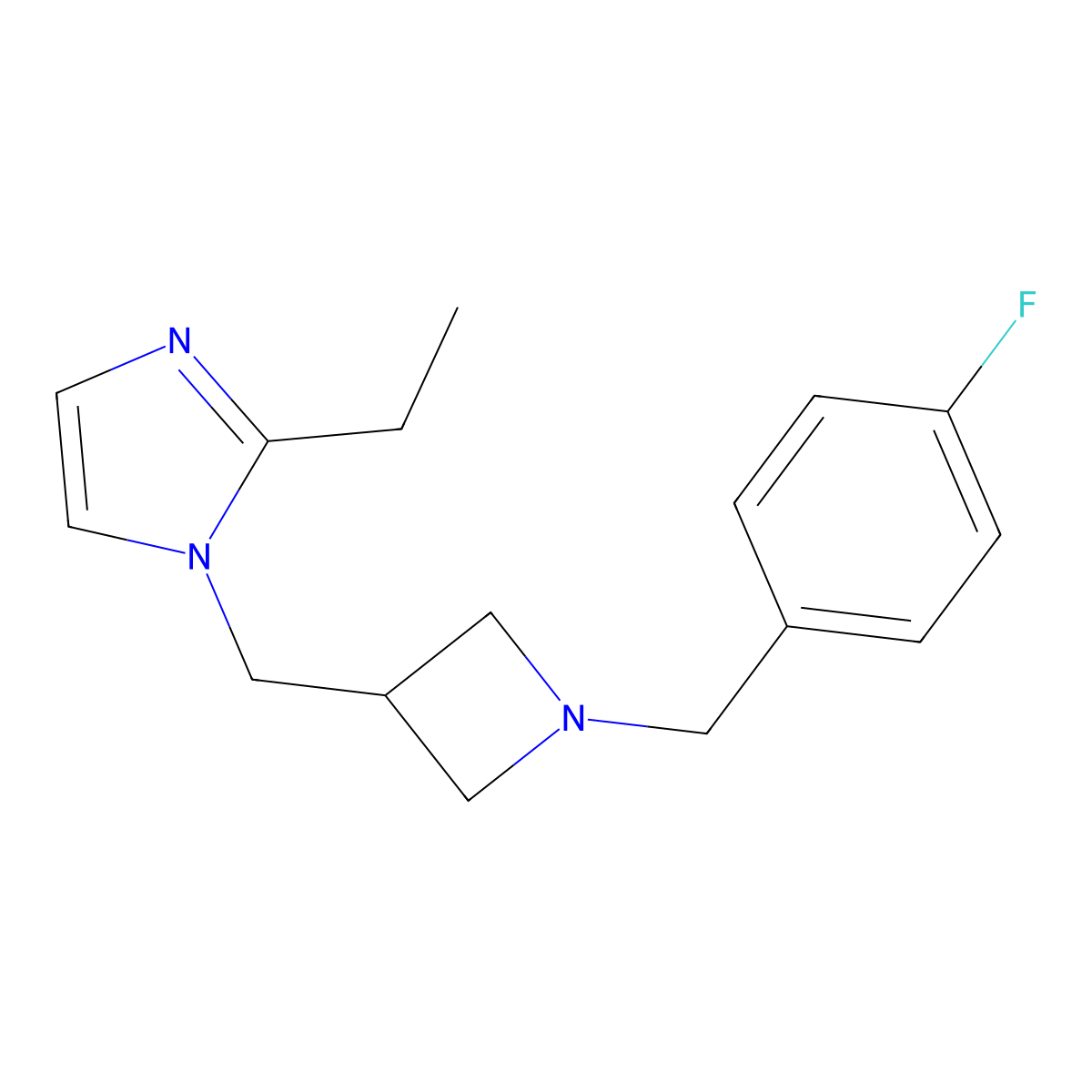 2-ethyl-1-({1-[(4-fluorophenyl)methyl]azetidin-3-yl}methyl)-1H-imidazole molecular structure, CAS 2741890-01-5