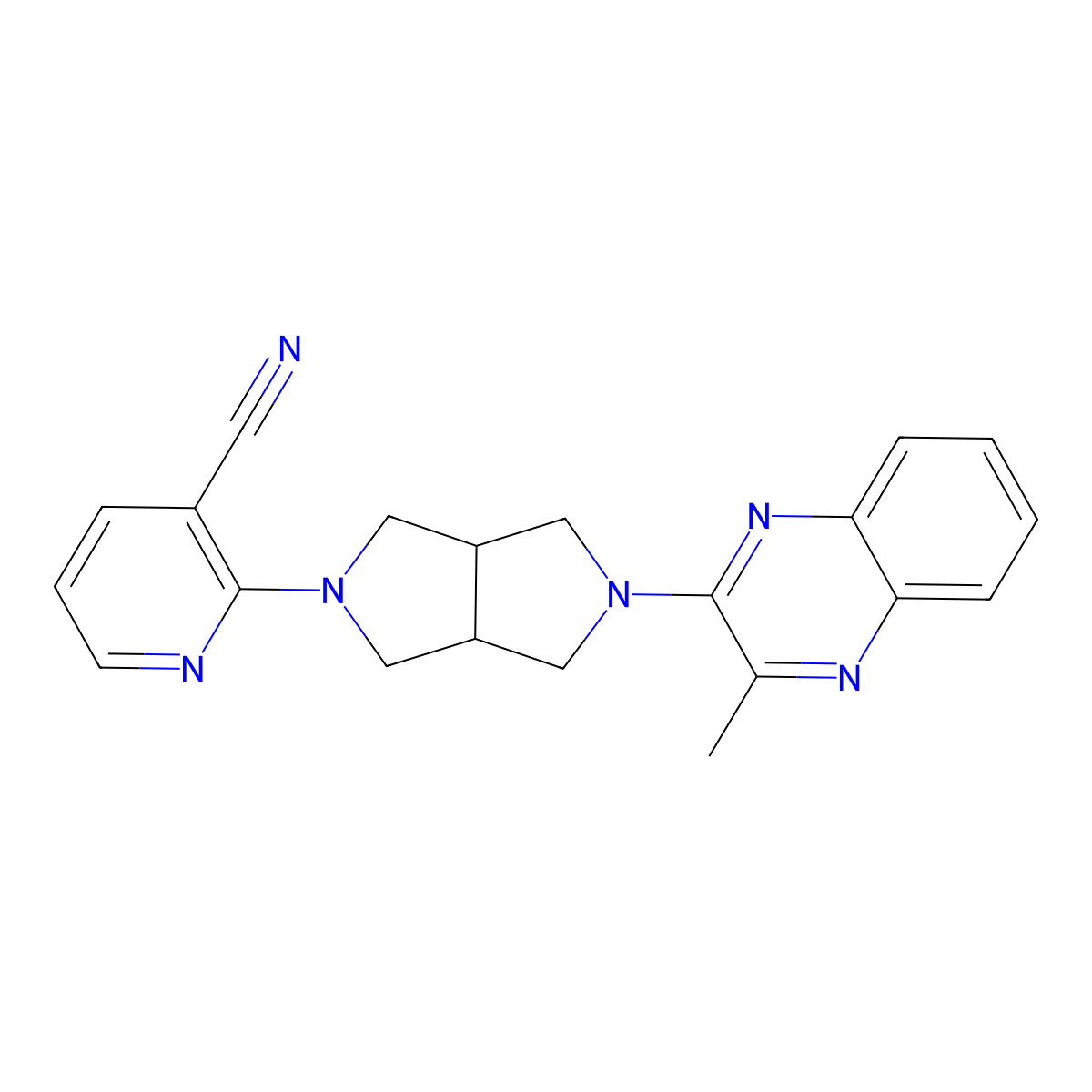 2-[5-(3-Methylquinoxalin-2-yl)-octahydropyrrolo[3,4-c]pyrrol-2-yl]pyridine-3-carbonitrile molecular structure, CAS 2741890-02-6