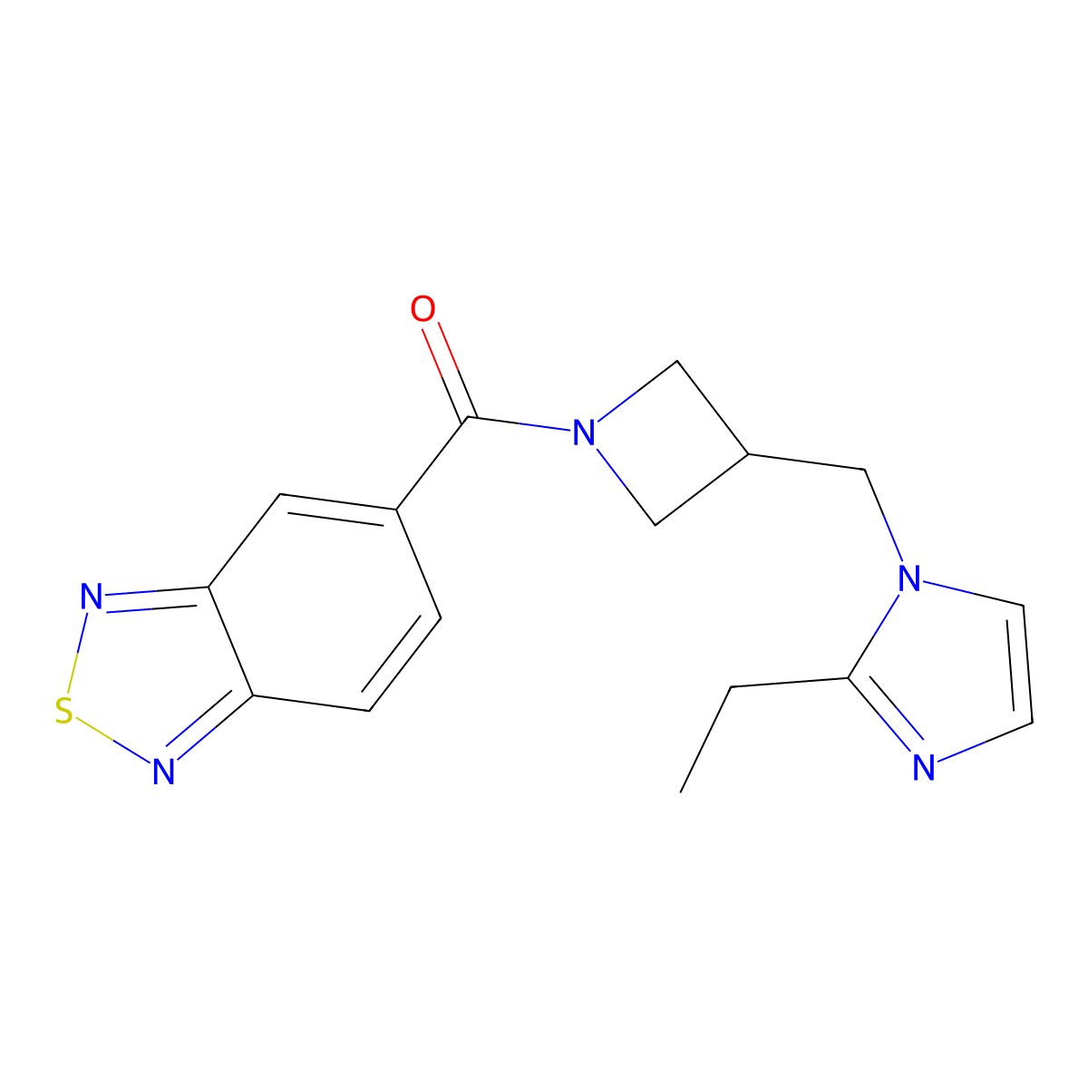 5-{3-[(2-ethyl-1H-imidazol-1-yl)methyl]azetidine-1-carbonyl}-2,1,3-benzothiadiazole molecular structure, CAS 2741890-13-9