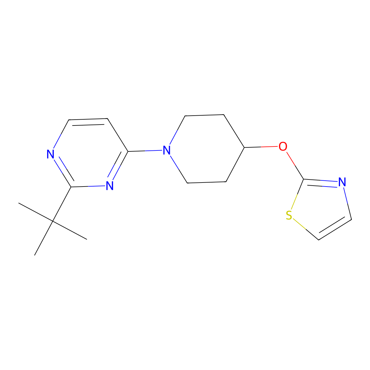 2-[1-(2-Tert-butylpyrimidin-4-yl)piperidin-4-yl]oxy-1,3-thiazole molecular structure, CAS 2741890-16-2