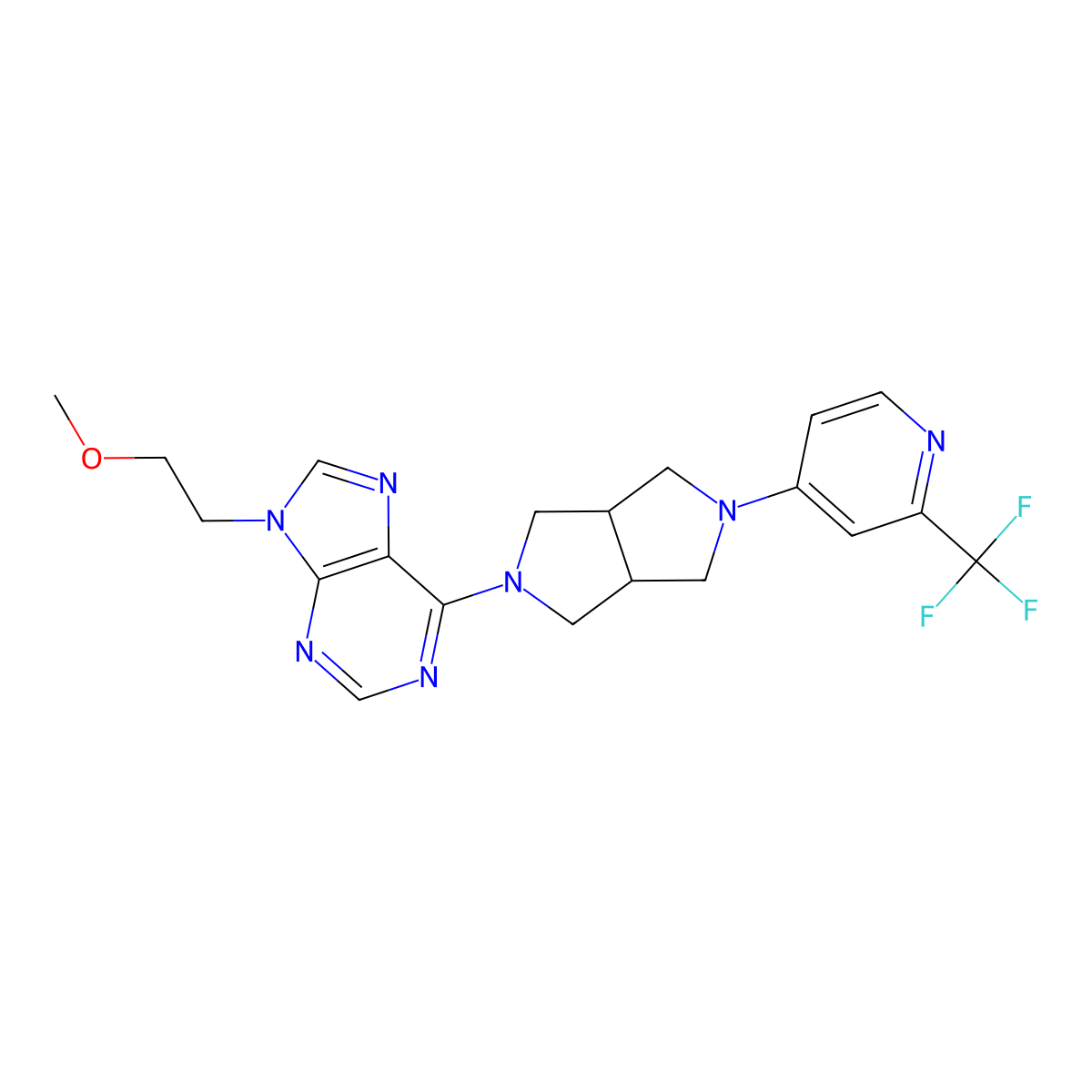 9-(2-methoxyethyl)-6-{5-[2-(trifluoromethyl)pyridin-4-yl]-octahydropyrrolo[3,4-c]pyrrol-2-yl}-9H-purine molecular structure, CAS 2741890-23-1