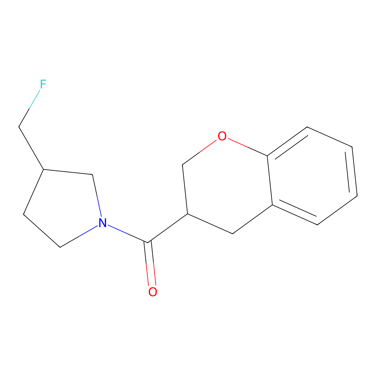 1-(3,4-dihydro-2H-1-benzopyran-3-carbonyl)-3-(fluoromethyl)pyrrolidine molecular structure, CAS 2741890-26-4