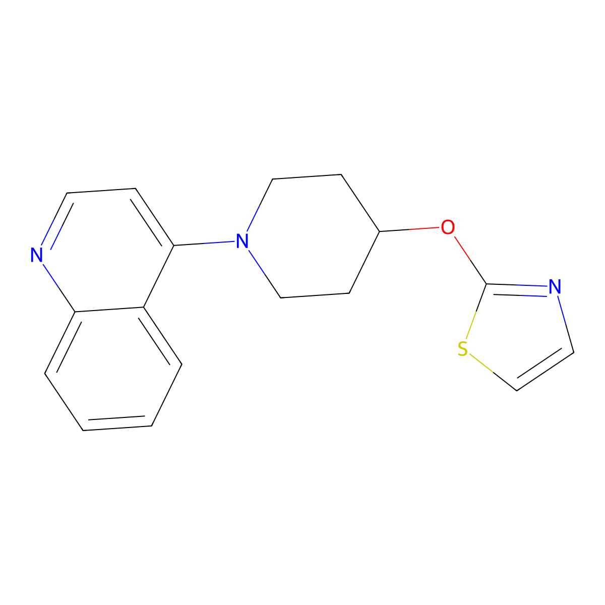 4-[4-(1,3-Thiazol-2-yloxy)piperidin-1-yl]quinoline molecular structure, CAS 2741890-31-1