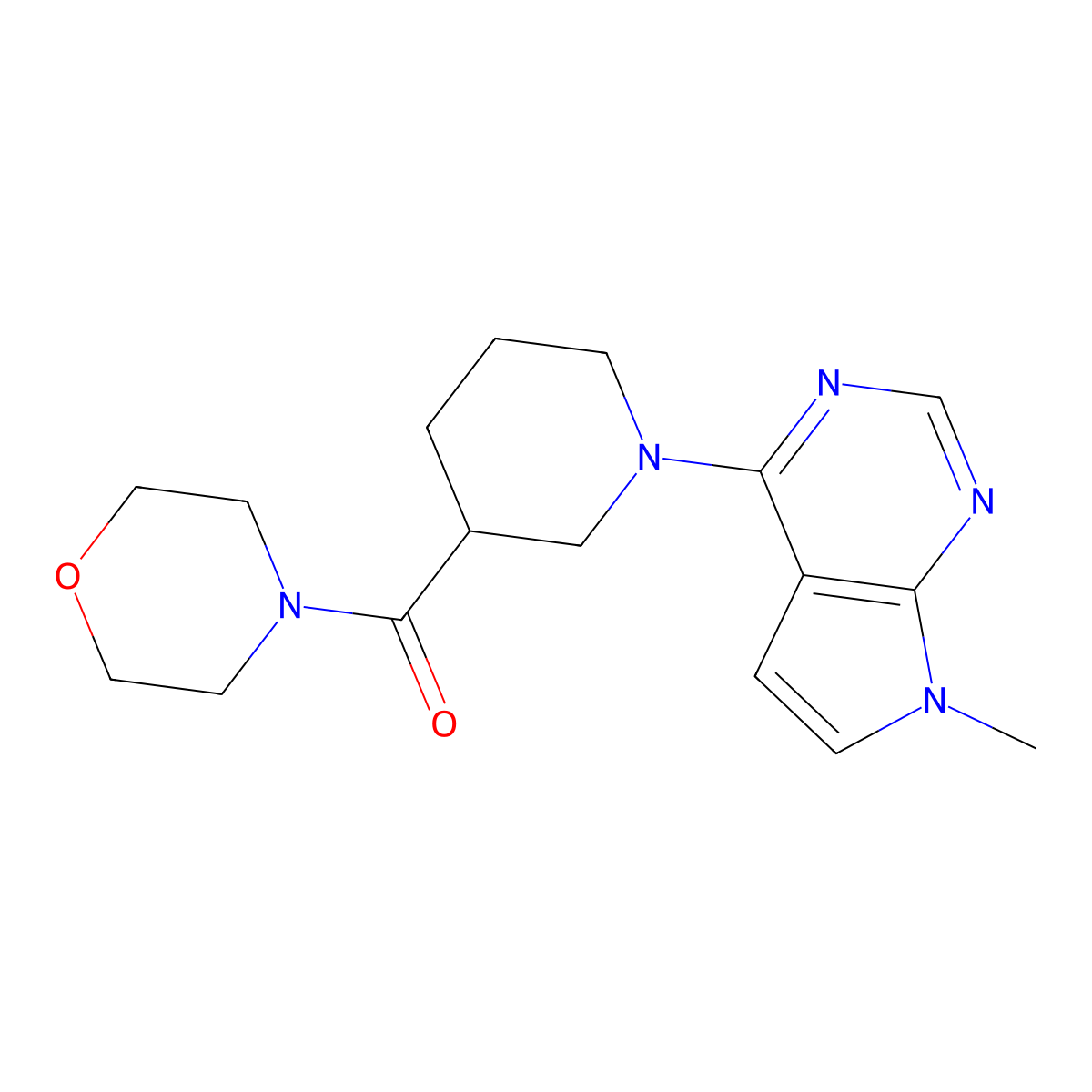 4-(1-{7-methyl-7H-pyrrolo[2,3-d]pyrimidin-4-yl}piperidine-3-carbonyl)morpholine molecular structure, CAS 2741890-40-2