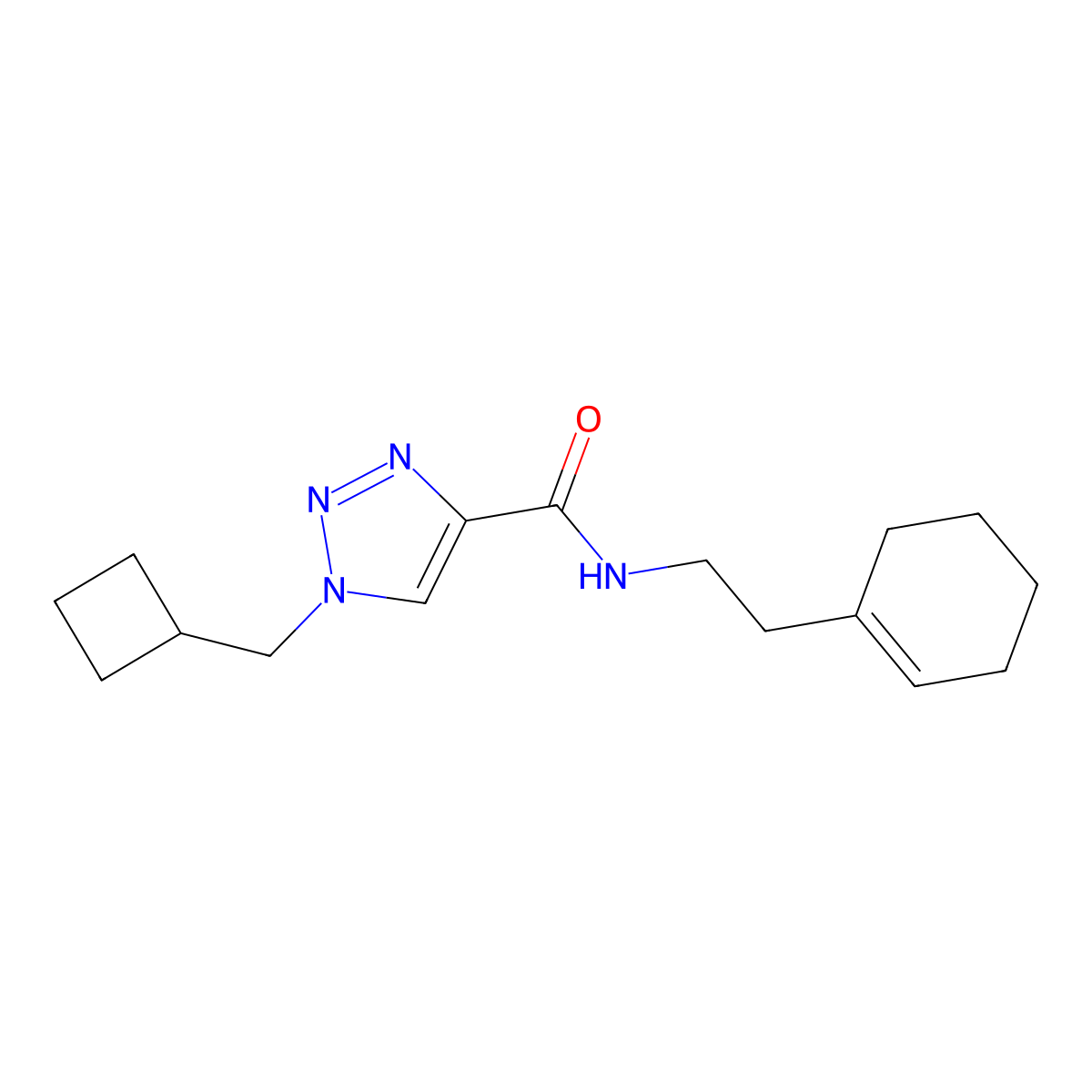 1-(cyclobutylmethyl)-N-[2-(cyclohex-1-en-1-yl)ethyl]-1H-1,2,3-triazole-4-carboxamide molecular structure, CAS 2741890-45-7