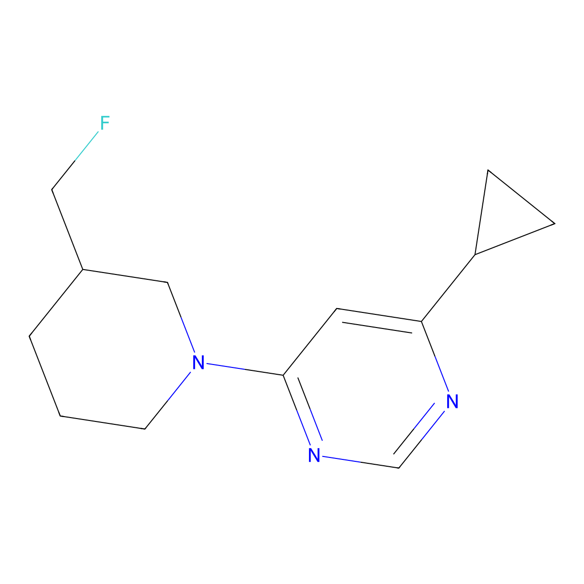 4-Cyclopropyl-6-[3-(fluoromethyl)piperidin-1-yl]pyrimidine molecular structure, CAS 2741890-48-0