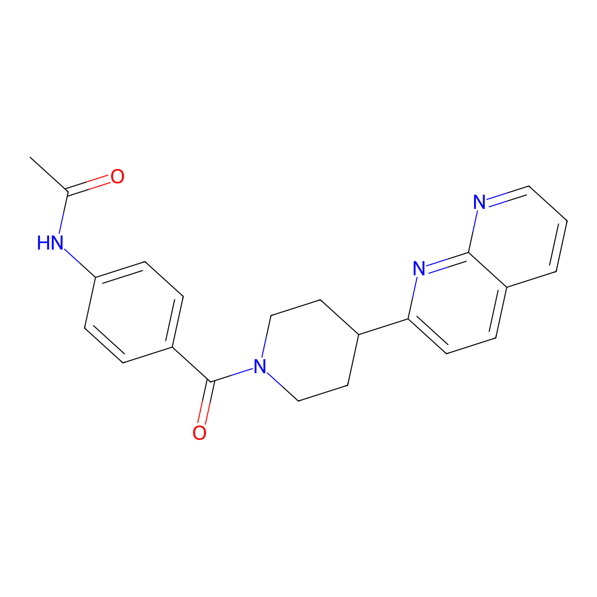 N-{4-[4-(1,8-naphthyridin-2-yl)piperidine-1-carbonyl]phenyl}acetamide molecular structure, CAS 2741890-49-1