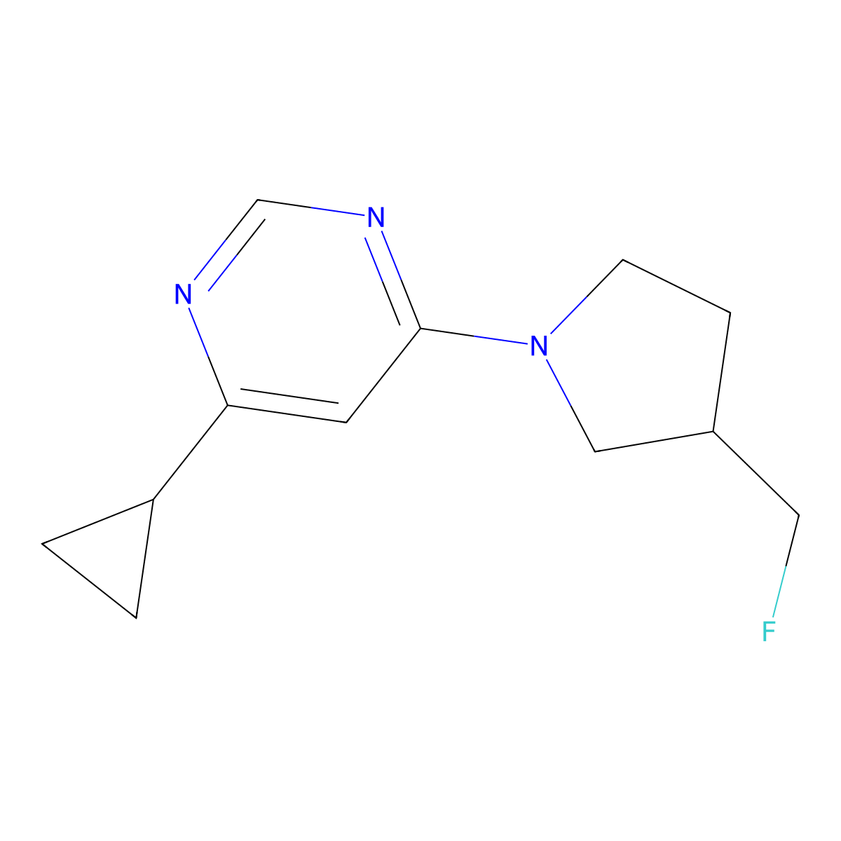 4-Cyclopropyl-6-[3-(fluoromethyl)pyrrolidin-1-yl]pyrimidine molecular structure, CAS 2741890-51-5
