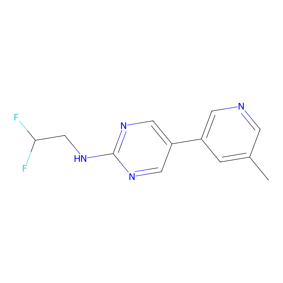 N-(2,2-difluoroethyl)-5-(5-methylpyridin-3-yl)pyrimidin-2-amine molecular structure, CAS 2741890-52-6