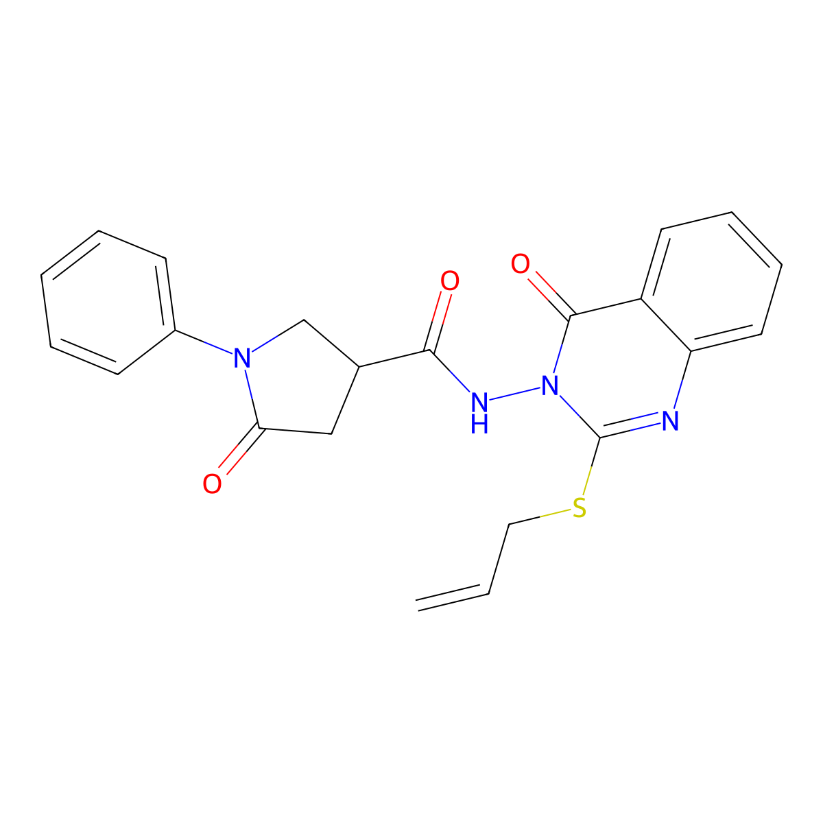 5-oxo-N-[4-oxo-2-(prop-2-en-1-ylsulfanyl)-3,4-dihydroquinazolin-3-yl]-1-phenylpyrrolidine-3-carboxamide molecular structure, CAS 2741890-57-1