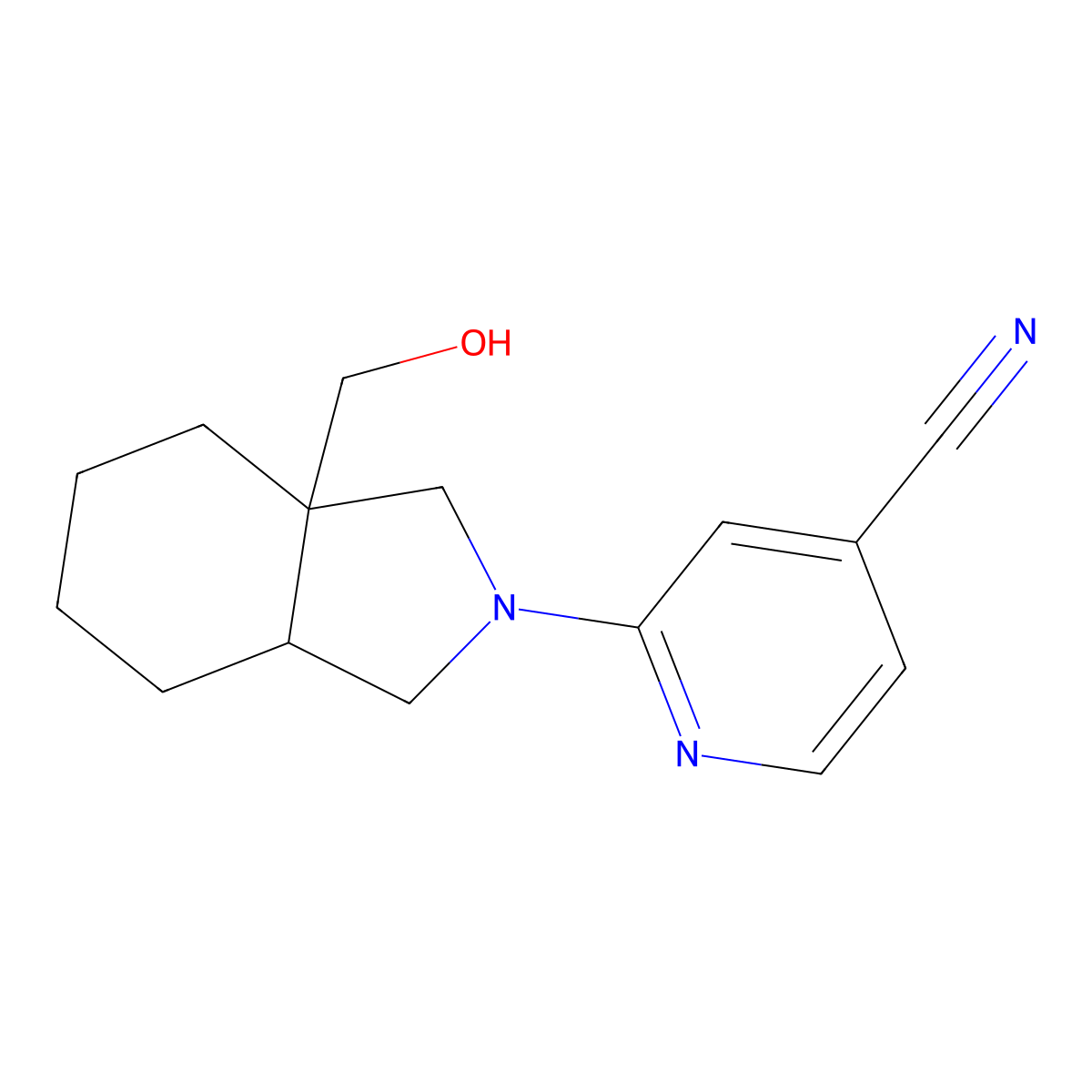 2-[3a-(hydroxymethyl)-octahydro-1H-isoindol-2-yl]pyridine-4-carbonitrile molecular structure, CAS 2741890-64-0