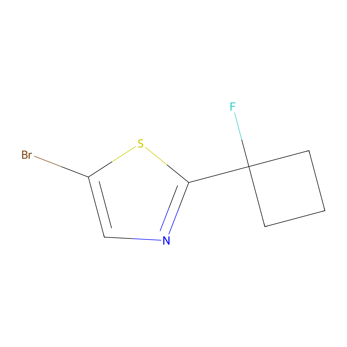 5-Bromo-2-(1-fluorocyclobutyl)-1,3-thiazole molecular structure, CAS 2741890-67-3