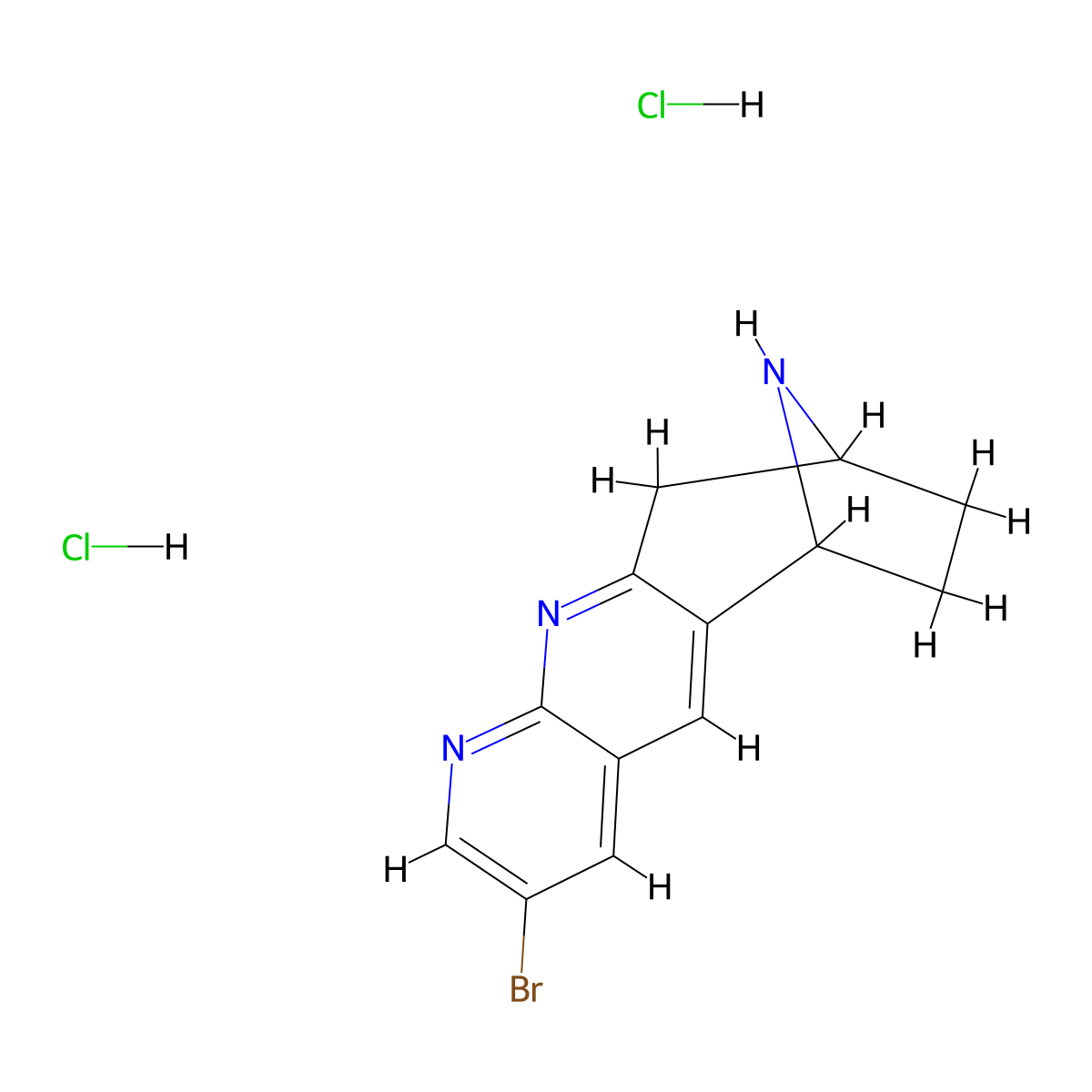 6-Bromo-8,10,16-triazatetracyclo[11.2.1.02,11.04,9]hexadeca-2,4,6,8,10-pentaene;dihydrochloride molecular structure, CAS 2741890-71-9