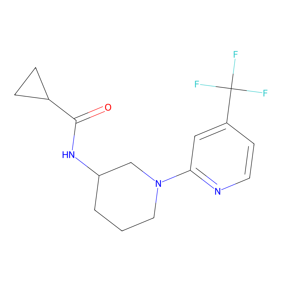 N-{1-[4-(trifluoromethyl)pyridin-2-yl]piperidin-3-yl}cyclopropanecarboxamide molecular structure, CAS 2741892-75-9