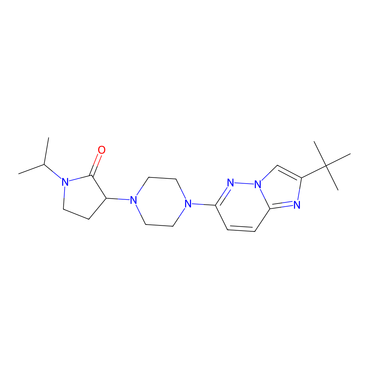 3-(4-{2-Tert-butylimidazo[1,2-b]pyridazin-6-yl}piperazin-1-yl)-1-(propan-2-yl)pyrrolidin-2-one molecular structure, CAS 2741892-76-0