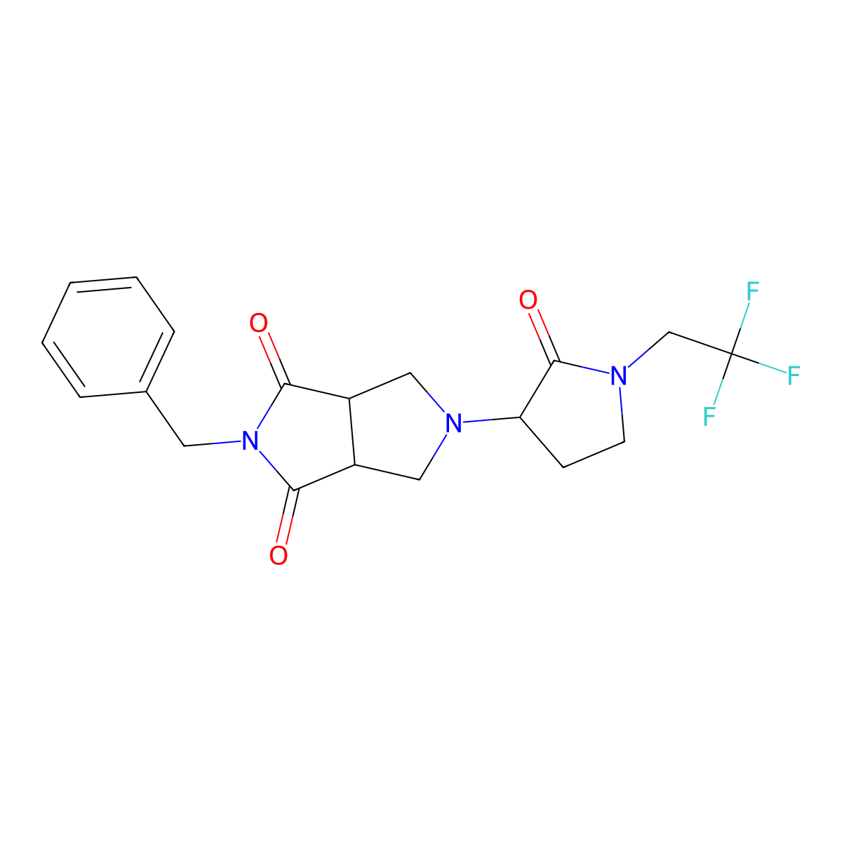 2-Benzyl-5-[2-oxo-1-(2,2,2-trifluoroethyl)pyrrolidin-3-yl]-octahydropyrrolo[3,4-c]pyrrole-1,3-dione molecular structure, CAS 2741892-78-2