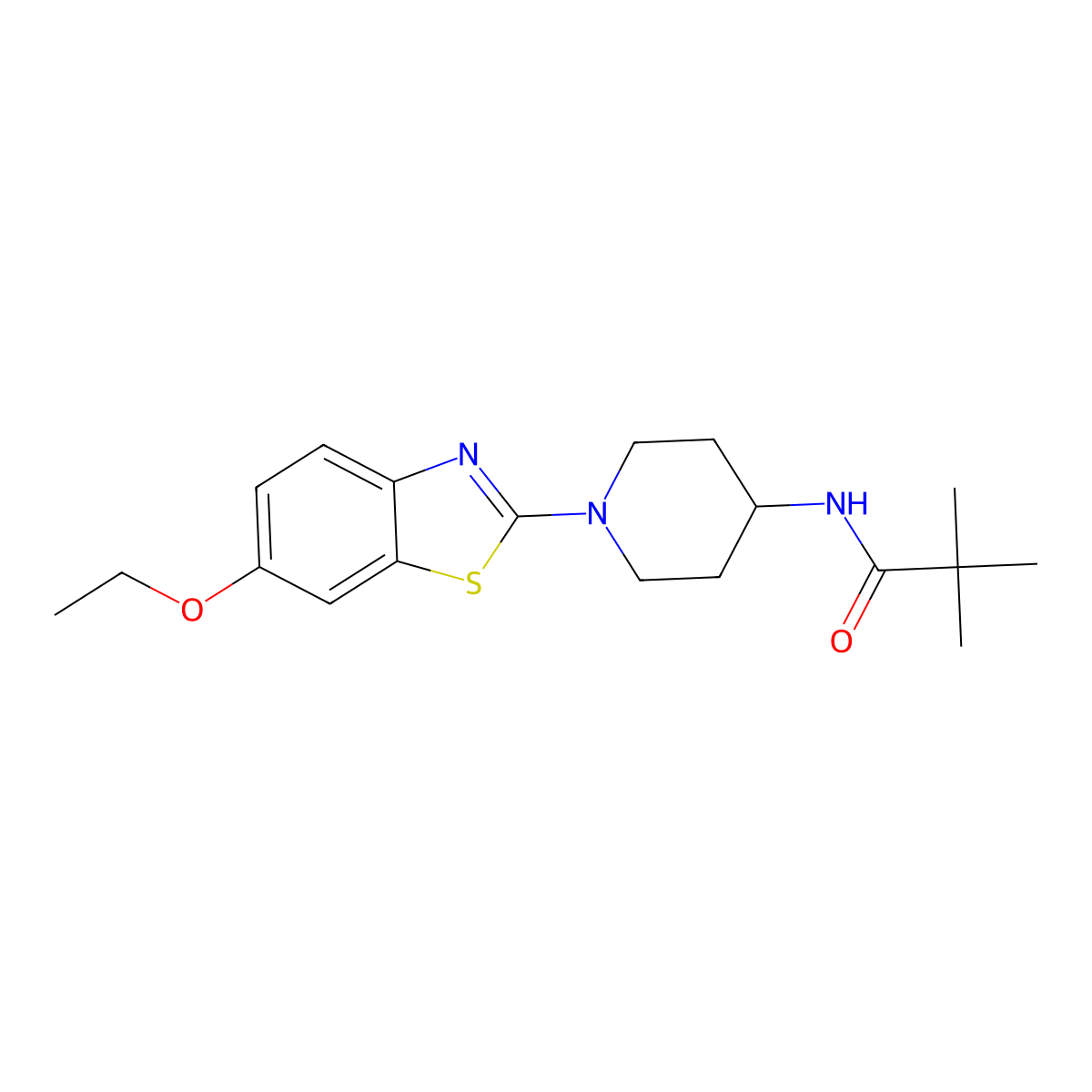 N-[1-(6-ethoxy-1,3-benzothiazol-2-yl)piperidin-4-yl]-2,2-dimethylpropanamide molecular structure, CAS 2741892-88-4