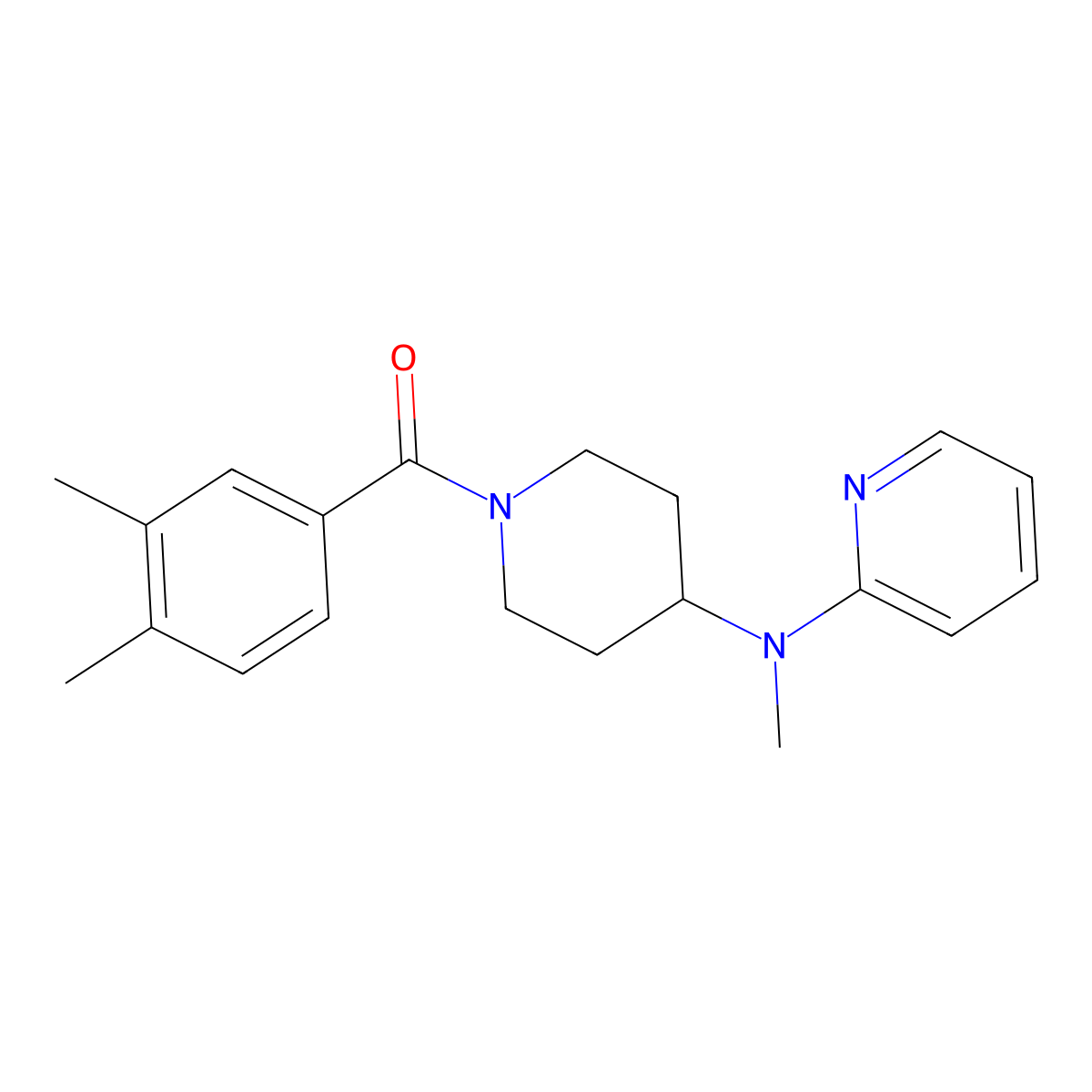 N-[1-(3,4-dimethylbenzoyl)piperidin-4-yl]-N-methylpyridin-2-amine molecular structure, CAS 2741892-94-2