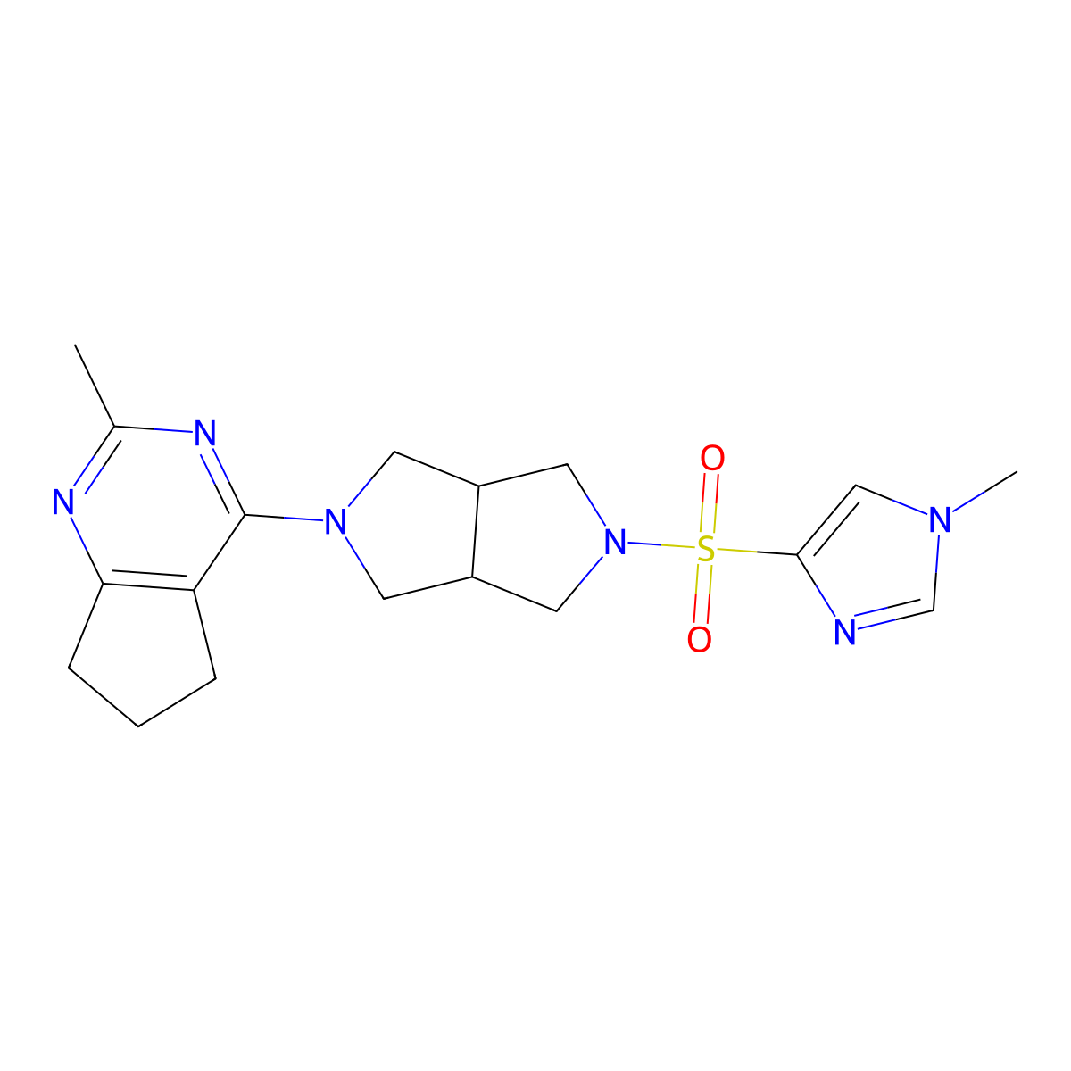 1-methyl-4-[(5-{2-methyl-5H,6H,7H-cyclopenta[d]pyrimidin-4-yl}-octahydropyrrolo[3,4-c]pyrrol-2-yl)sulfonyl]-1H-imidazole molecular structure, CAS 2741892-96-4