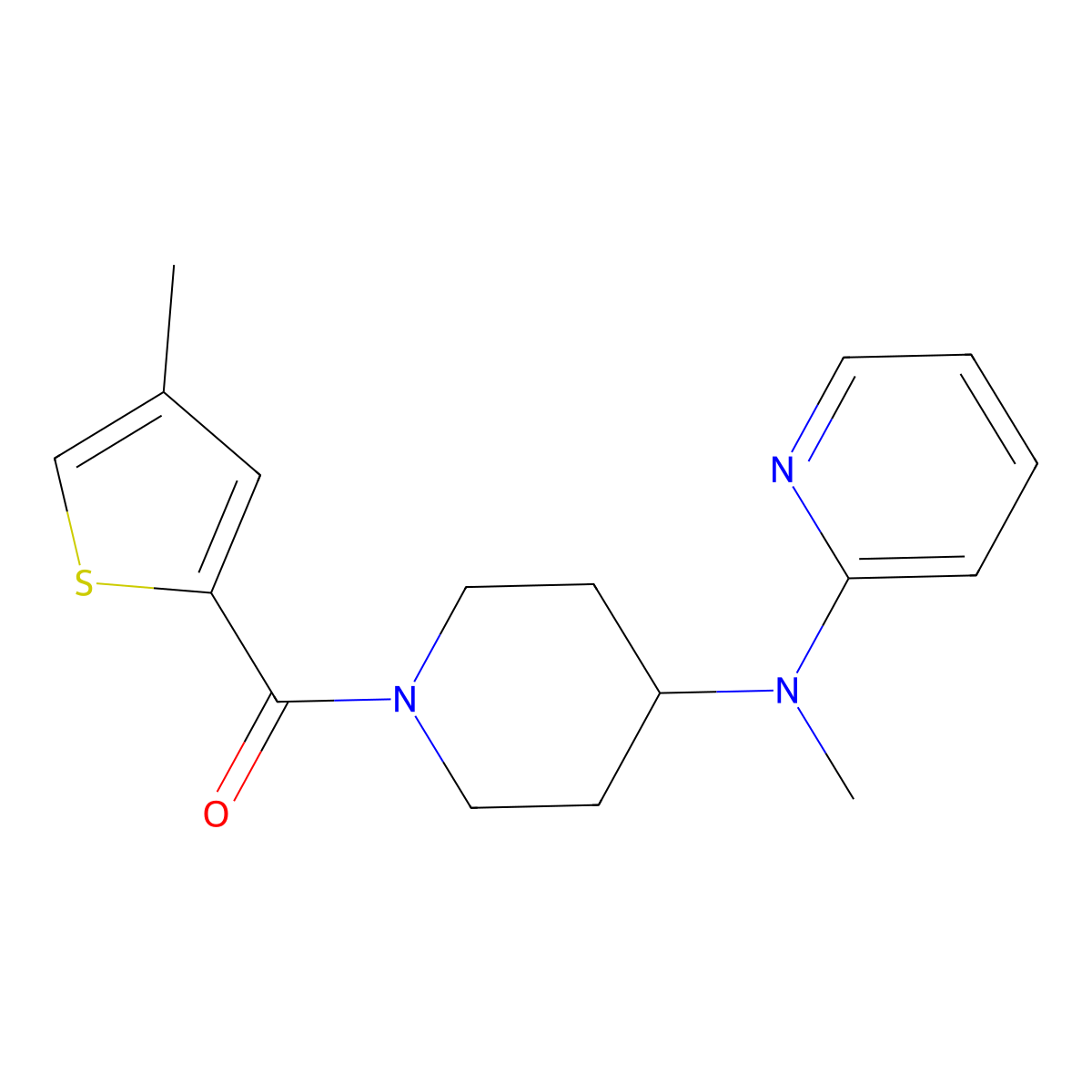 N-methyl-N-[1-(4-methylthiophene-2-carbonyl)piperidin-4-yl]pyridin-2-amine molecular structure, CAS 2741892-98-6