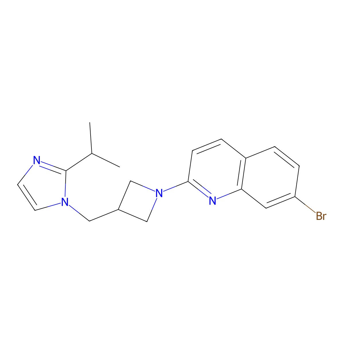 7-bromo-2-(3-{[2-(propan-2-yl)-1H-imidazol-1-yl]methyl}azetidin-1-yl)quinoline molecular structure, CAS 2741892-99-7