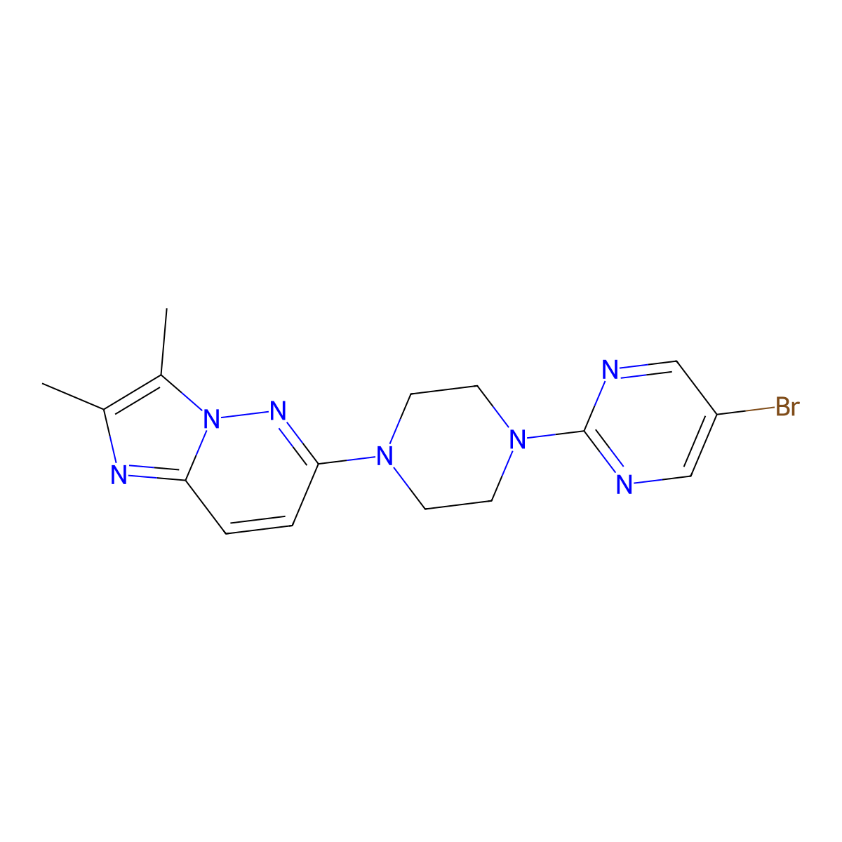 5-Bromo-2-(4-{2,3-dimethylimidazo[1,2-b]pyridazin-6-yl}piperazin-1-yl)pyrimidine molecular structure, CAS 2741893-06-9
